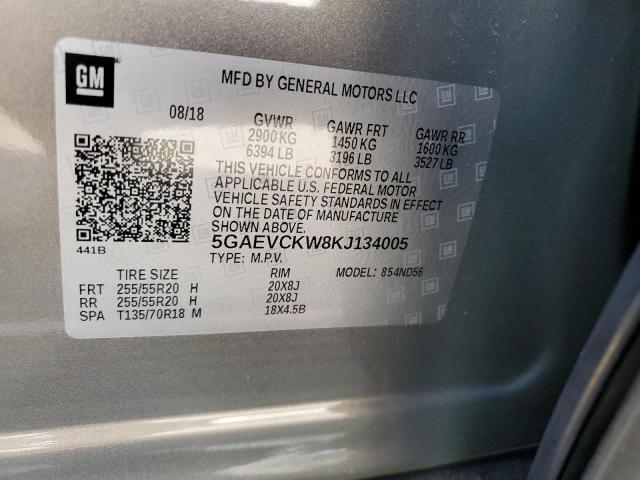 5GAEVCKW8KJ134005 - 2019 BUICK ENCLAVE AVENIR 灰色 照片 14