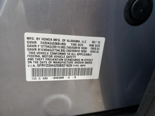 5FRYD3H42GB021636 - 2016 ACURA MDX TECHNOLOGY SILVER photo 13