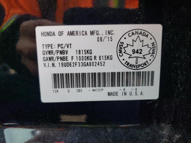 19UDE2F33GA802452 - 2016 ACURA ILX BASE WATCH PLUS BLACK photo 12