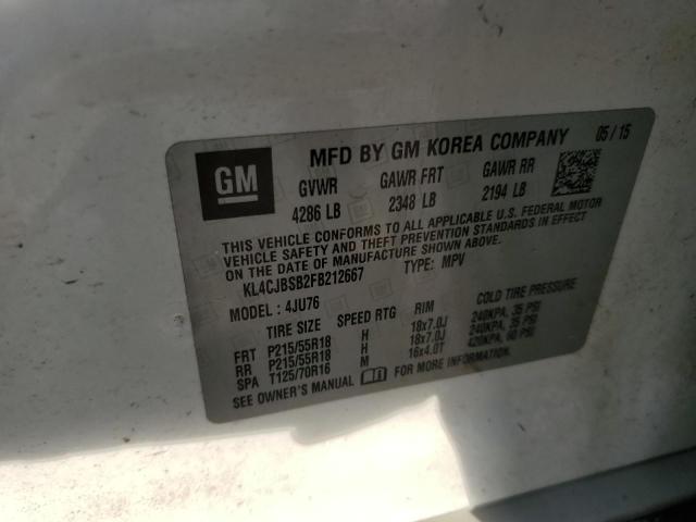 KL4CJBSB2FB212667 - 2015 BUICK ENCORE CONVENIENCE 白色 照片 13