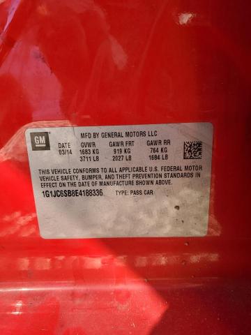 1G1JC6SB8E4188336 - 2014 CHEVROLET SONIC LT RED photo 12