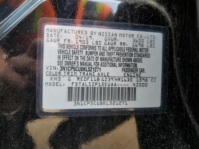 3N1CP5CU8KL521271 - 2019 NISSAN KICKS S BLACK photo 13