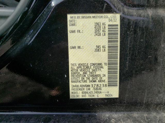 1N4BL4DV6NN378238 - 2022 NISSAN ALTIMA SV BLACK photo 12