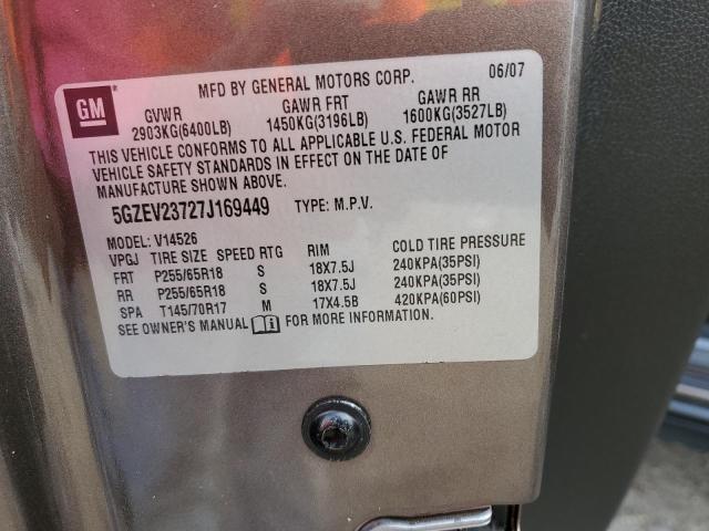 5GZEV23727J169449 - 2007 SATURN OUTLOOK XR BROWN photo 13