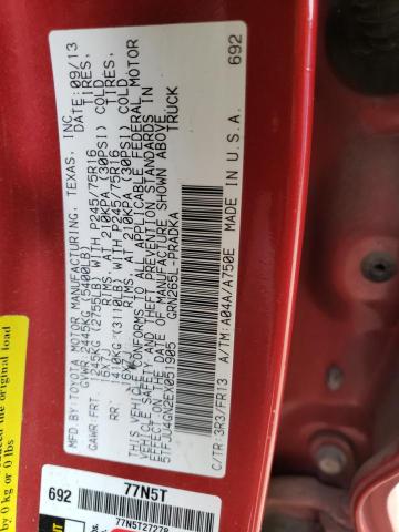 5TFJU4GN2EX051905 - 2014 TOYOTA TACOMA DOUBLE CAB PRERUNNER RED photo 12