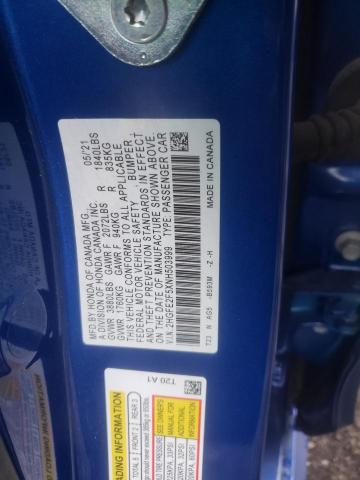 2HGFE2F5XNH503999 - 2022 HONDA CIVIC SPORT BLUE photo 12