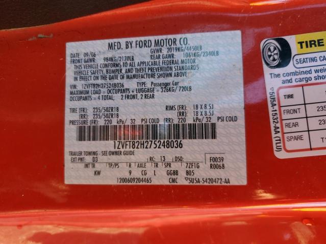 1ZVFT82H275248036 - 2007 FORD MUSTANG GT RED photo 13