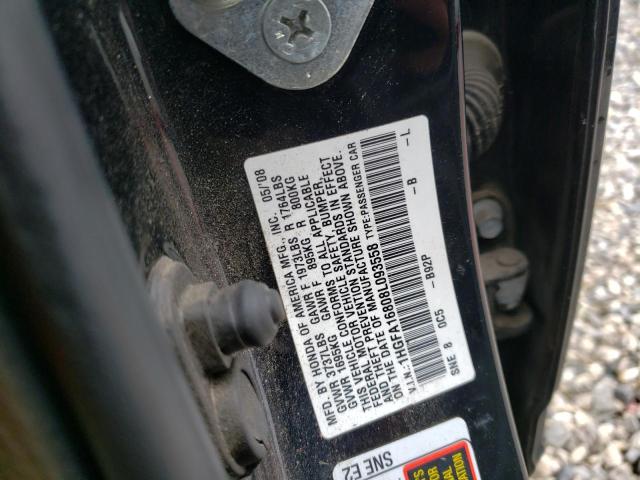 1HGFA16808L093558 - 2008 HONDA CIVIC EX BLACK photo 12