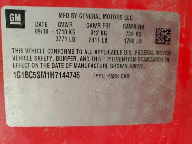 1G1BC5SM1H7144746 - 2017 CHEVROLET CRUZE LS RED photo 12