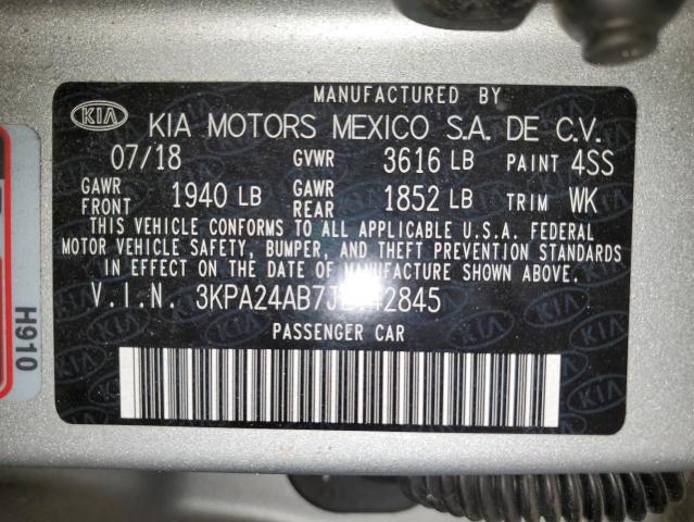 3KPA24AB7JE142845 - 2018 KIA RIO LX SILVER photo 12