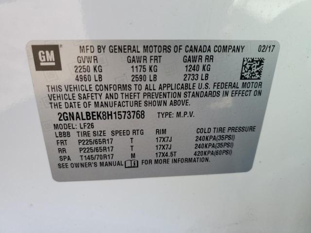 2GNALBEK8H1573768 - 2017 CHEVROLET EQUINOX LS WHITE photo 13