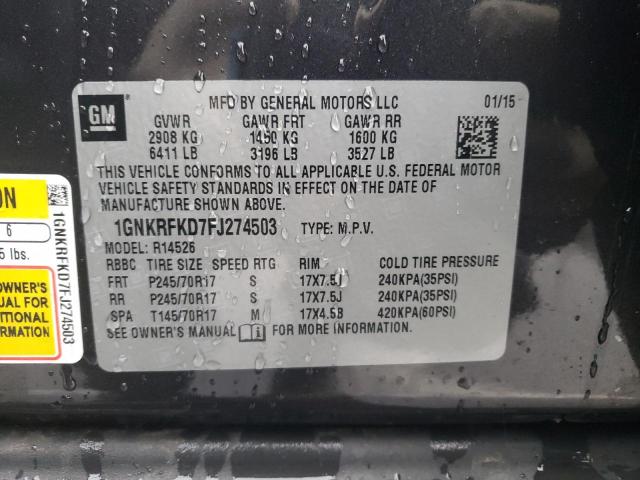 1GNKRFKD7FJ274503 - 2015 CHEVROLET TRAVERSE LS CHARCOAL photo 13