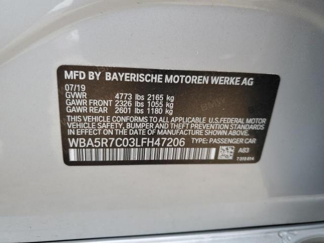 WBA5R7C03LFH47206 - 2020 BMW 330XI SILVER photo 12