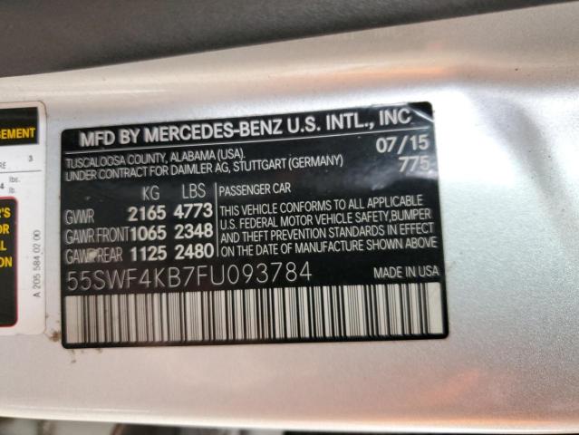 55SWF4KB7FU093784 - 2015 MERCEDES-BENZ C 300 4MATIC SILVER photo 12