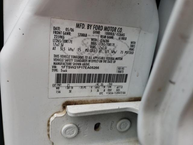 1FTSW21P17EA05266 - 2007 FORD F250 SUPER DUTY WHITE photo 13