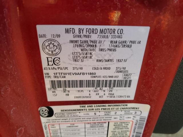 1FTFW1EV9AFB11860 - 2010 FORD F150 SUPERCREW RED photo 12