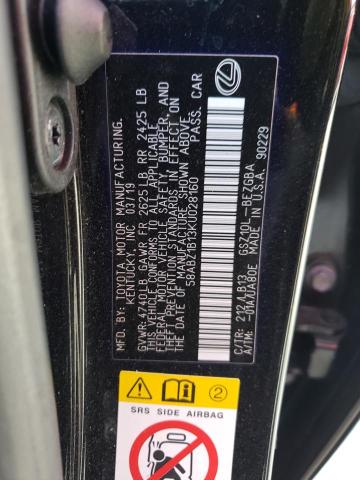 58ABZ1B13KU028160 - 2019 LEXUS ES 350 BLACK photo 12