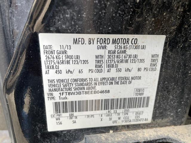 1FT8W3BT8EEB04658 - 2014 FORD F350 SUPER DUTY BLACK photo 10