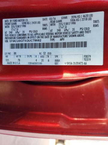 1FMCU0G7XGUC78682 - 2016 FORD ESCAPE SE RED photo 13