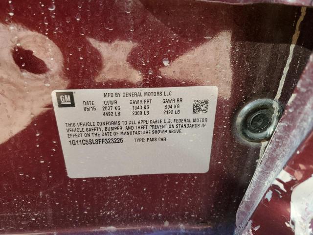 1G11C5SL8FF323226 - 2015 CHEVROLET MALIBU 1LT BURGUNDY photo 12