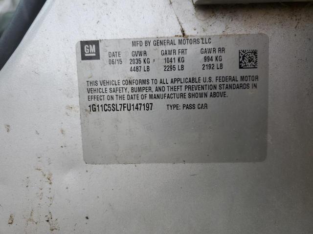 1G11C5SL7FU147197 - 2015 CHEVROLET MALIBU 1LT 银色 照片 12