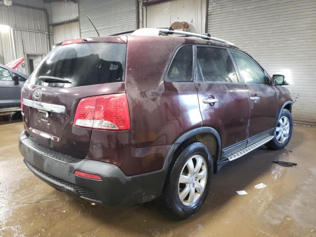 5XYKT4A63CG221973 - 2012 KIA SORENTO BASE MAROON photo 3