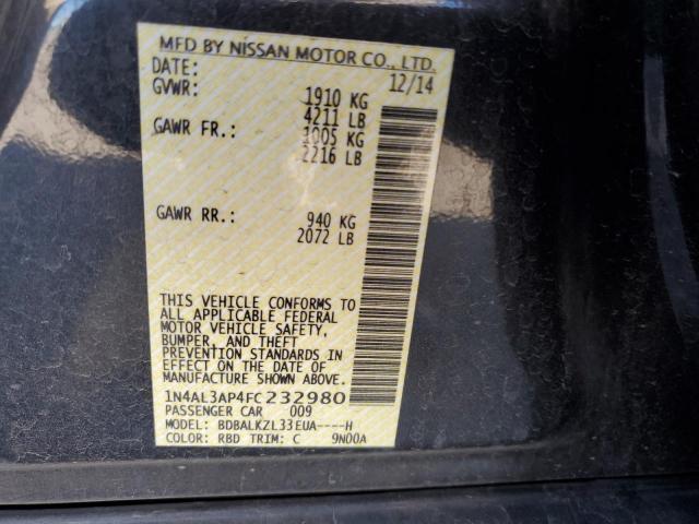 1N4AL3AP4FC232980 - 2015 NISSAN ALTIMA 2.5 CHARCOAL photo 12