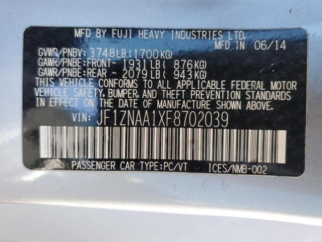 JF1ZNAA1XF8702039 - 2015 TOYOTA SCION FR-S 银色 照片 12