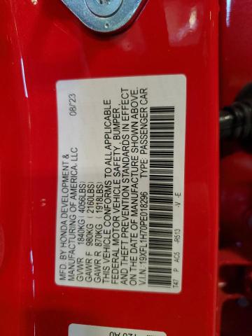 19XFL1H70PE018296 - 2023 HONDA CIVIC EXL RED photo 13