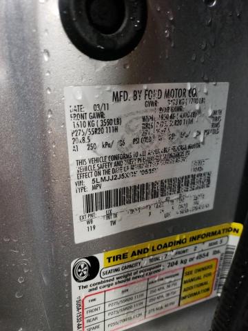 5LMJJ2J5XBEJ05859 - 2011 LINCOLN NAVIGATOR ვერცხლისფერი ფოტო 12