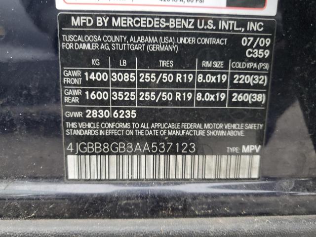 4JGBB8GB3AA537123 - 2010 MERCEDES-BENZ ML 350 4MATIC BLUE photo 13