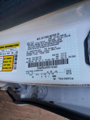 3FA6P0LU4FR116563 - 2015 FORD FUSION SE HYBRID WHITE photo 12