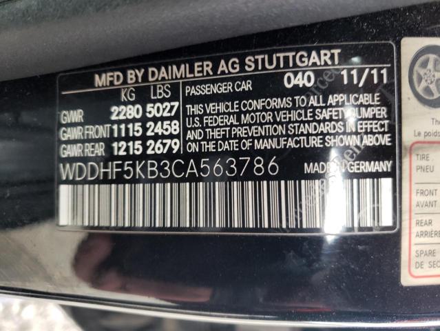 WDDHF5KB3CA563786 - 2012 MERCEDES-BENZ E 350 BLACK photo 12