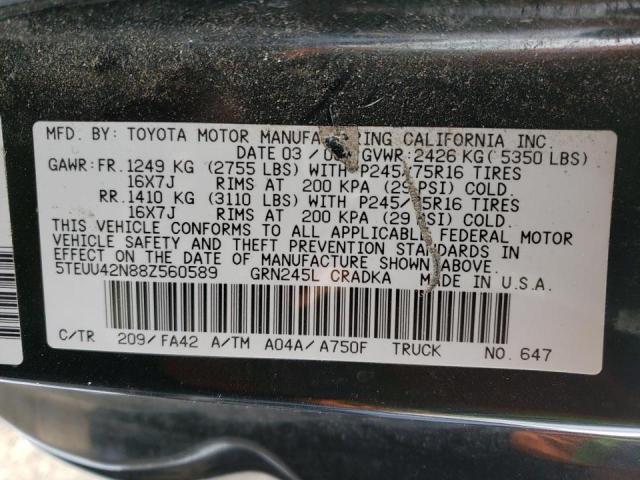 5TEUU42N88Z560589 - 2008 TOYOTA TACOMA ACCESS CAB BLACK photo 13