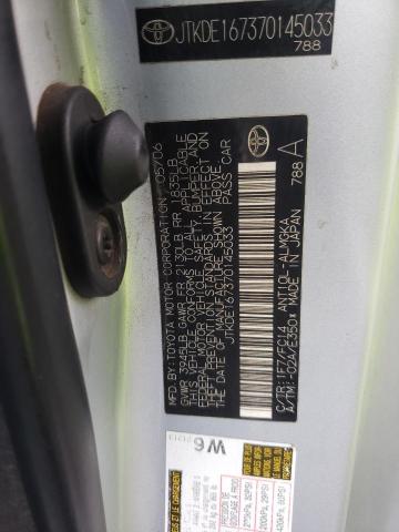 JTKDE167370145033 - 2007 TOYOTA SCION TC ნაცრისფერი ფოტო 12