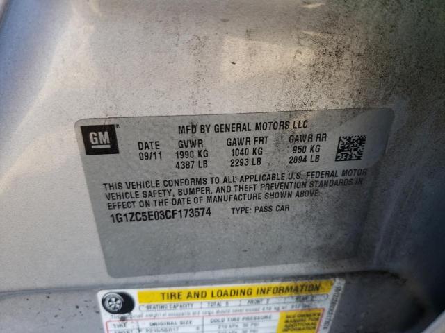 1G1ZC5E03CF173574 - 2012 CHEVROLET MALIBU 1LT SILVER photo 12