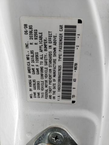 1HGCS12868A027825 - 2008 HONDA ACCORD EXL WHITE photo 12