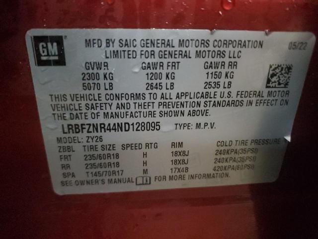 LRBFZNR44ND128095 - 2022 BUICK ENVISION ESSENCE RED photo 14