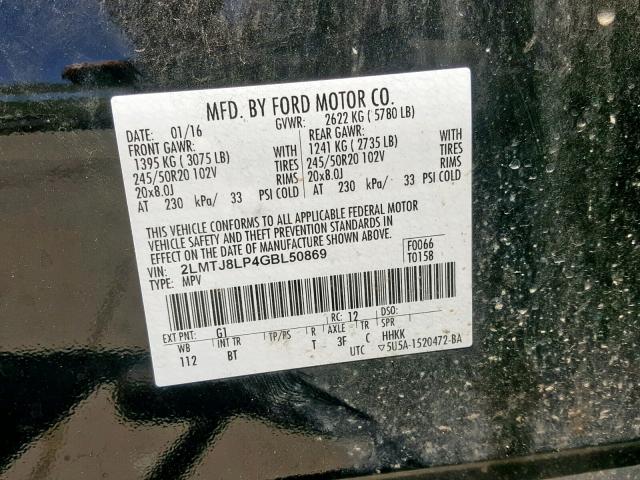 2LMTJ8LP4GBL50869 - 2016 LINCOLN MKX RESERVE  foto 10