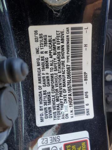 1HGFA16576L066067 - 2006 HONDA CIVIC LX GRAY photo 12