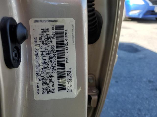 5YFBU4EE3CP063452 - 2012 TOYOTA COROLLA BASE GOLD photo 12
