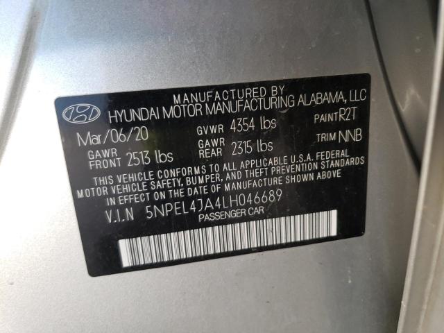 5NPEL4JA4LH046689 - 2020 HYUNDAI SONATA SEL SILVER photo 12