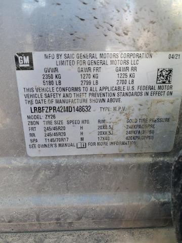 LRBFZPR42MD148632 - 2021 BUICK ENVISION ESSENCE Մոխրագույն լուսանկար 12