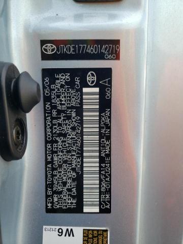 JTKDE177460142719 - 2006 TOYOTA SCION TC ვერცხლისფერი ფოტო 12