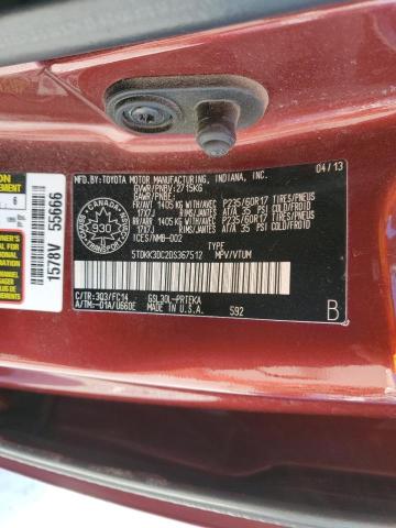 5TDKK3DC2DS367512 - 2013 TOYOTA SIENNA LE RED photo 14