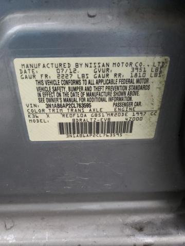 3N1AB6AP2CL763595 - 2012 NISSAN SENTRA 2.0 SILVER photo 12