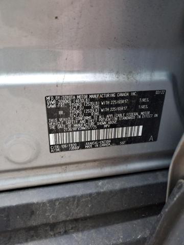 2T3G1RFV3NW257725 - 2022 TOYOTA RAV4 LE SILVER photo 12