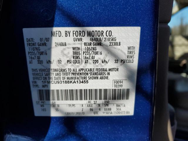 1FMCU93188KA13455 - 2008 FORD ESCAPE XLT BLUE photo 12