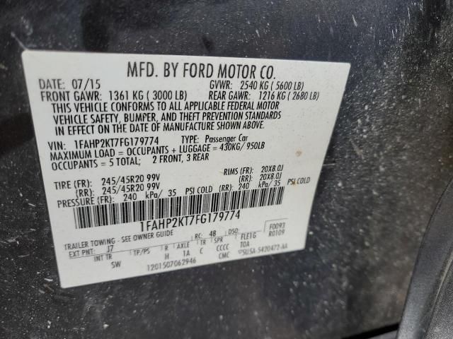 1FAHP2KT7FG179774 - 2015 FORD TAURUS SHO SILVER photo 13