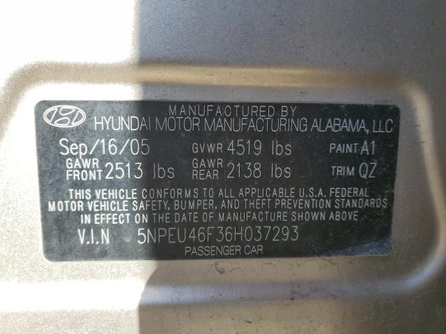 5NPEU46F36H037293 - 2006 HYUNDAI SONATA GLS TAN photo 12